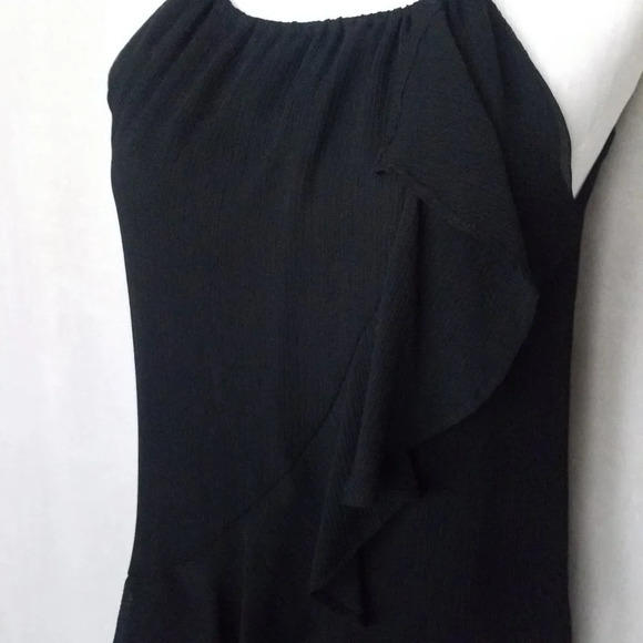 Banana Republic Cascades Ruffle Top Women XS Spaghetti Straps in Black Chiffon - Picture 7 of 12